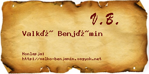 Valkó Benjámin névjegykártya