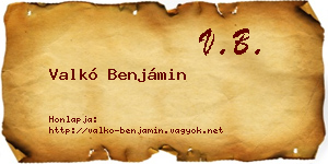 Valkó Benjámin névjegykártya